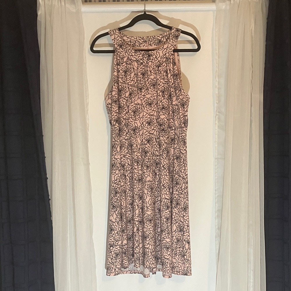 Tommy Hilfiger Floral Midi Dress in Pink and Black